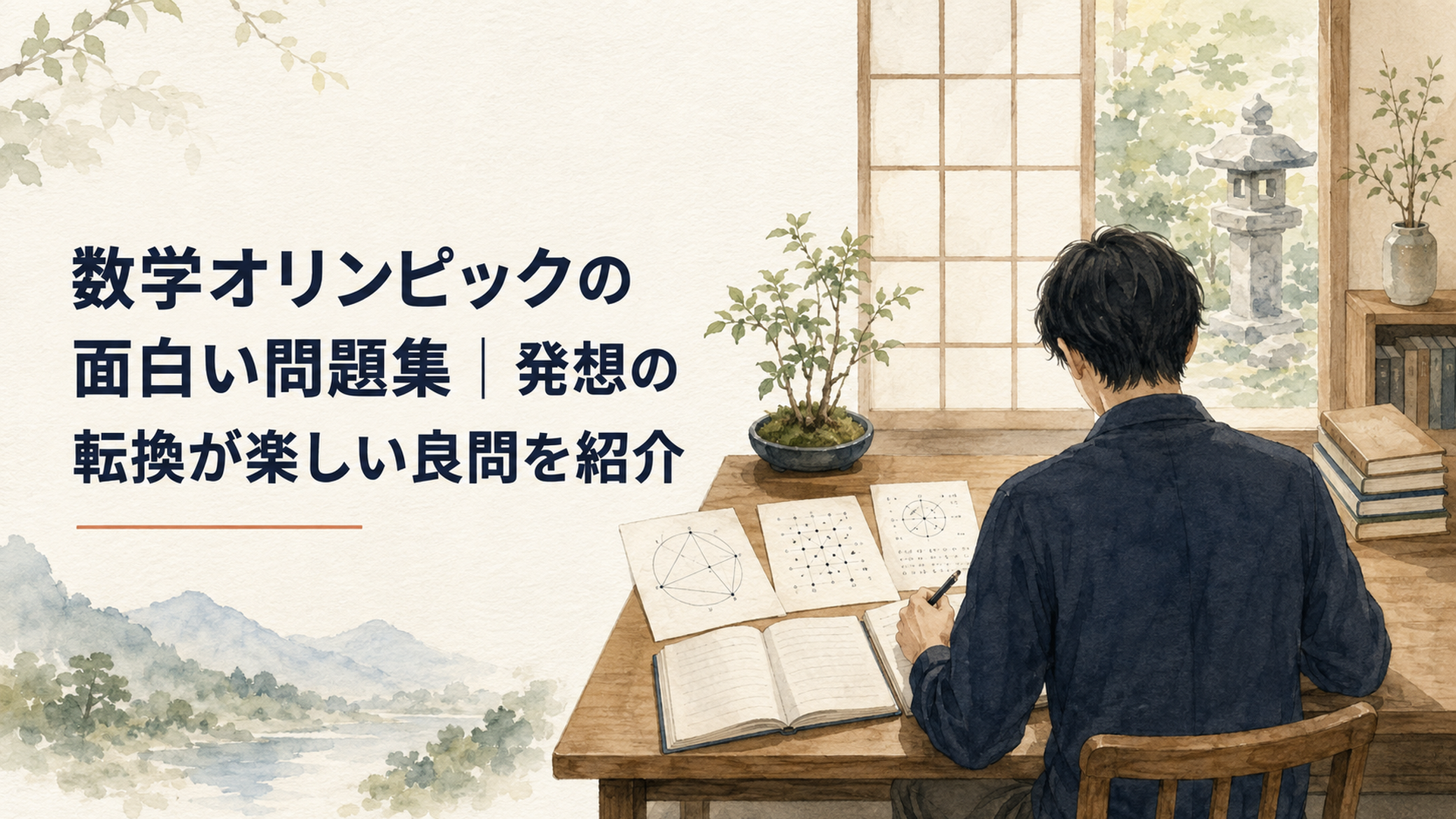 数学オリンピックの図形・整数・組合せ問題を机でじっくり考える大人の学習者の後ろ姿