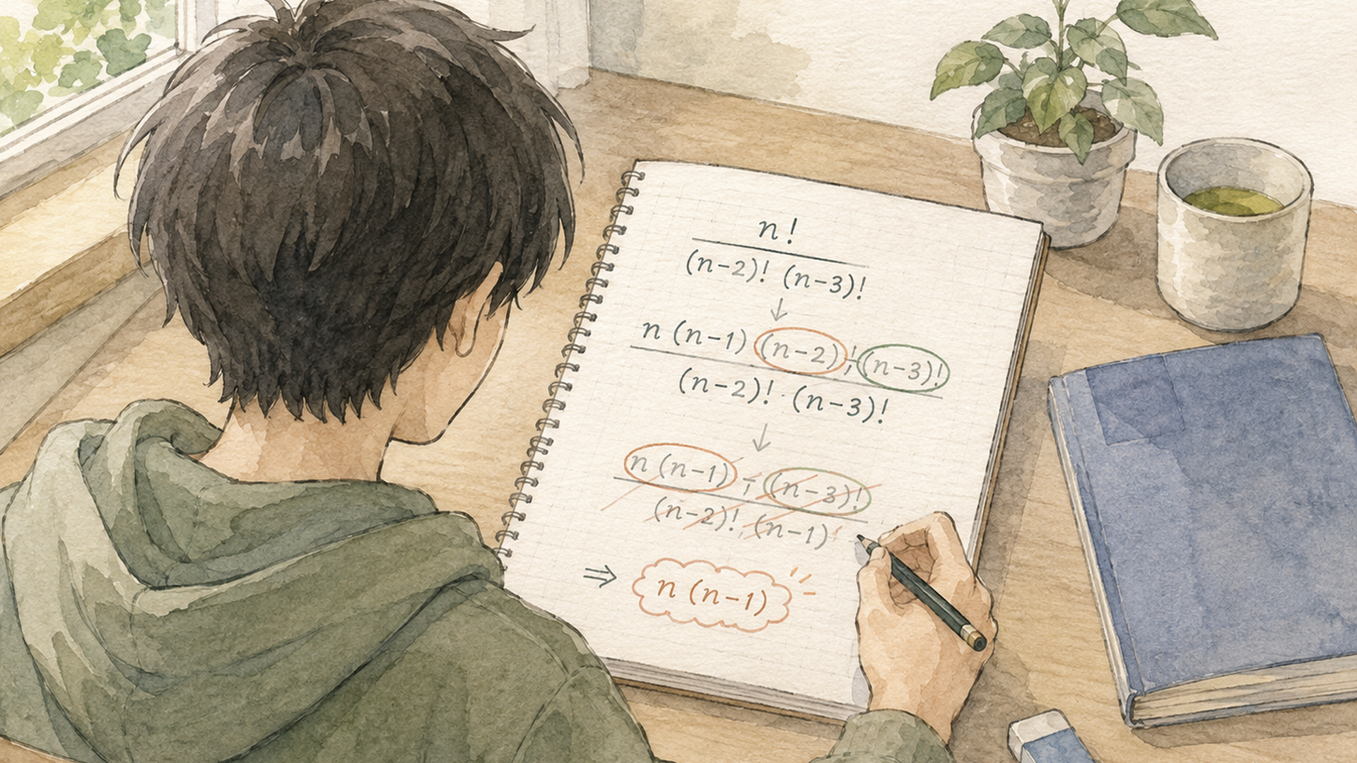 数学オリンピック2025予選の全12問を問題冊子とノートで振り返る静かな学習机