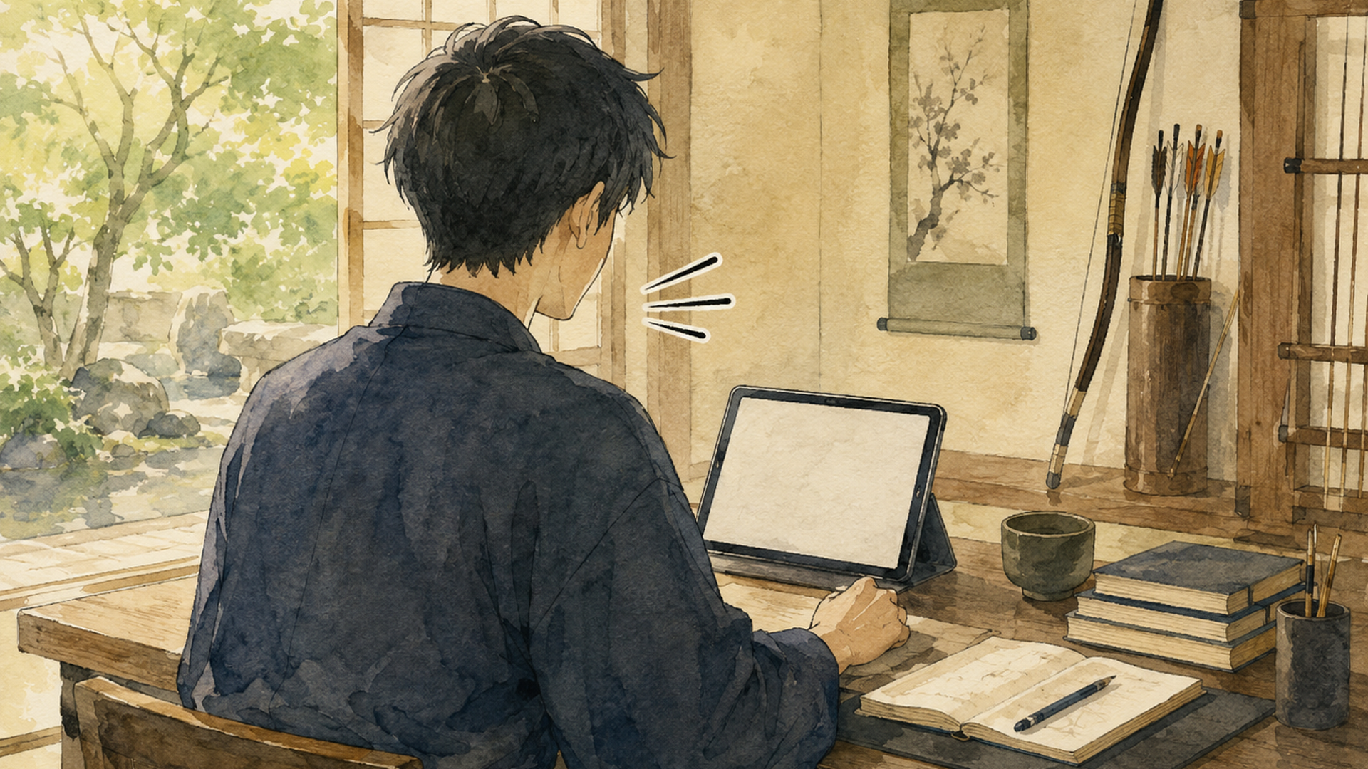 スマートフォンを使って一人で英語のスピーキング練習をする大人の学習者